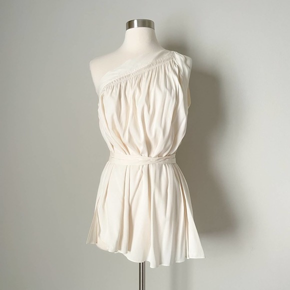 Helmut Lang Tops - Helmut Lang Asymmetrical Crepe Top Tie Cream